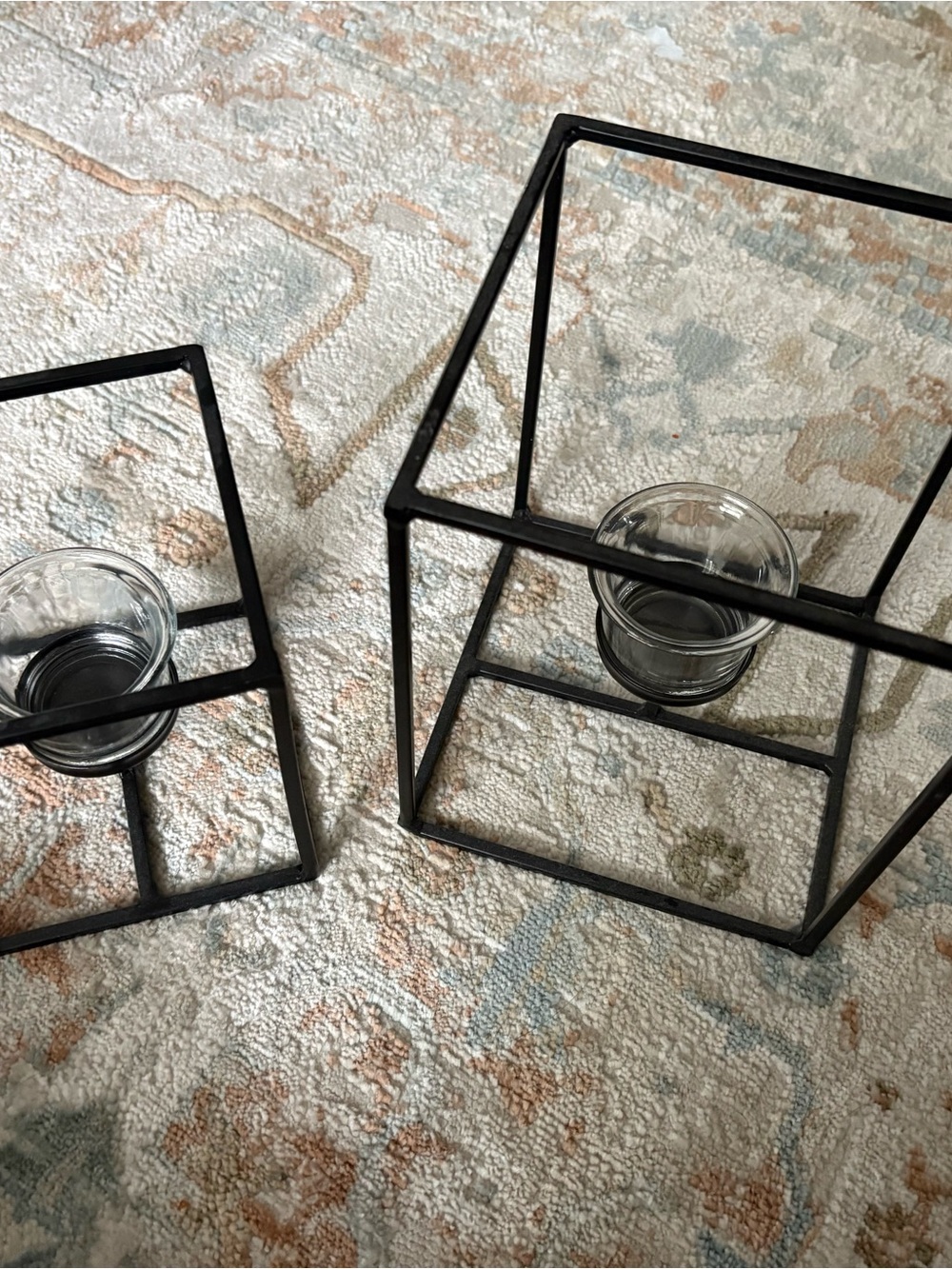 Target Black Metal Geometric Candle Holders with Glass Cups